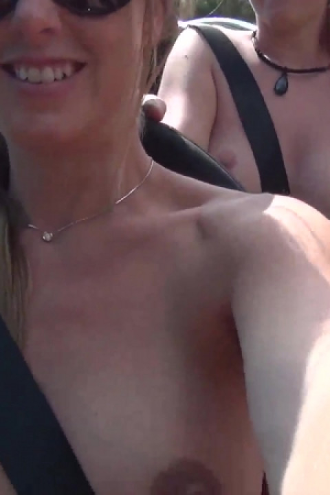 pregnant flashing in the car